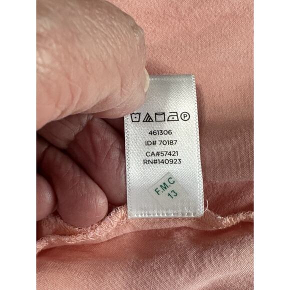 Loft Women’s Large 100% Rayon Feminine Blouse 3/4 Lace Sleeves Pink/Peach READ - Picture 14 of 16